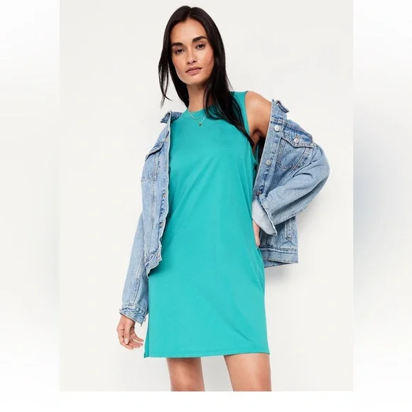 NWOT! Sleeveless Aqua Dress sz L - Picture 2 of 4